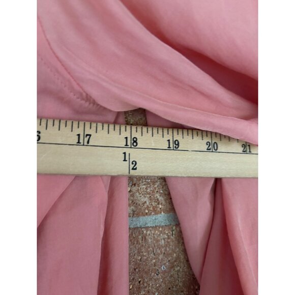 Anthropologie Peach Button-Up Blouse With Ruffle Trim & 3/4 Sleeves Lightweight - Picture 10 of 13